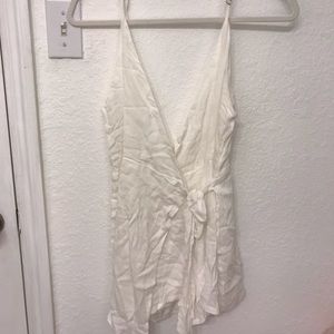 White Deep V-Neck Romper